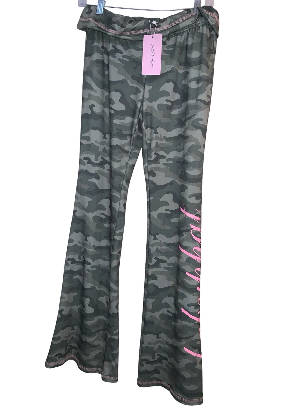 Baby Phat Camo Fold Over Flare Leggings Size Medium NWT